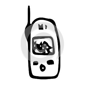 Hand Drawn baby monitor doodle. Sketch style icon. Decoration element. Isolated on white background. Flat design. Vector