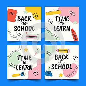 hand drawn back school banners collection vector design illustration