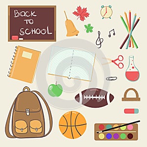 Hand drawn back to school theme cartoon design elements