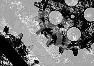 Hand drawn background with gear wheel. Abstract grunge background with mechanism of watch.