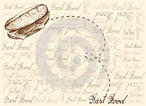 Hand Drawn Background of Philly Cheesesteak Sandwich