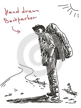 Hand drawn backpacker