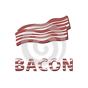 Hand drawn bacon strips, with bacon letters, vector illustration