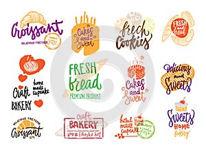 Hand Drawn Bakery Logotypes Set