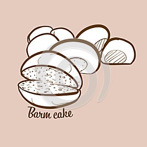 Hand-drawn Barm cake bread illustration