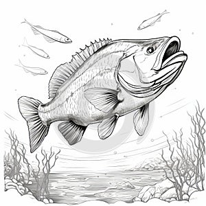 Hand Drawn Barramundi Cartoon In The Style Of The New Yorker