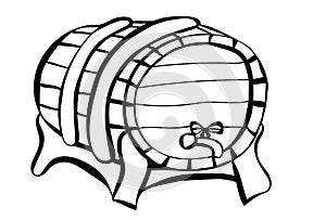 Hand drawn barrel of beer in doodle style