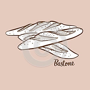 Hand-drawn Bastone bread illustration photo