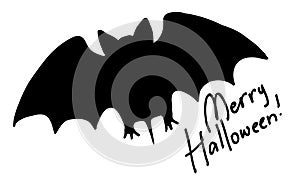 Hand drawn bat silhouette with greeting.