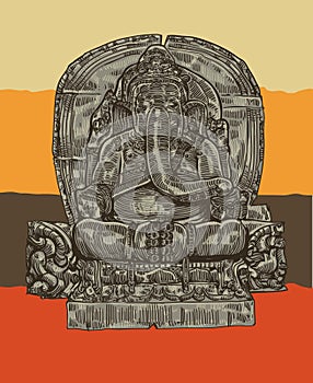 Hand drawn Bataraghana statue temple vector illustration