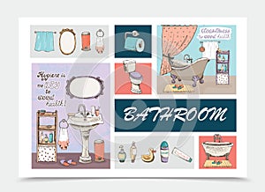 Hand Drawn Bathroom Elements Composition