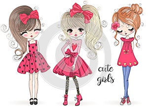 Hand drawn beautiful cute cartoon amazing fashion girl.