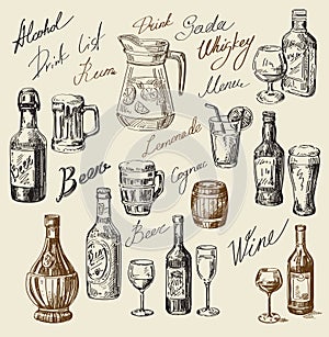 Hand drawn beverages sketch