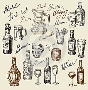 Hand drawn beverages sketch photo