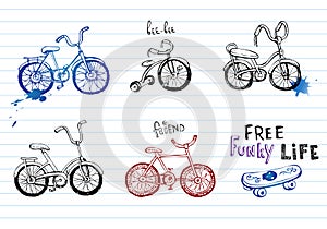 Hand drawn bicycles photo