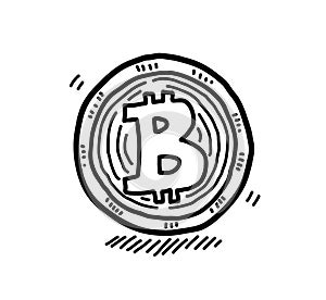 Hand Drawn Bitcoin Doodle, a hand drawn vector doodle illustration of a bitcoin. photo