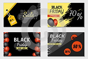 Hand drawn black Friday banners collection