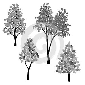 Hand drawn black gray trees