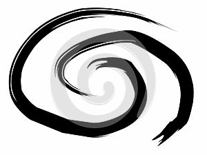 Hand drawn black ink brush stroke of swirl spiral, sketch illustration graphic of rotation for drawing, sketching, and painting