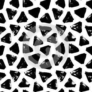 Hand drawn black triangles vector seamless pattern