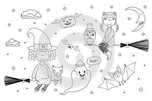 Cute witches coloring pages