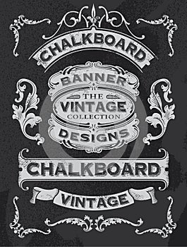 Hand drawn blackboard banner and ribbon vector design