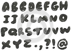 Hand drawn blackened alphabet photo