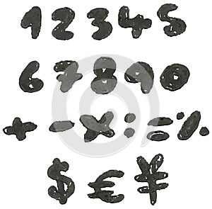 Hand drawn blackened numbers