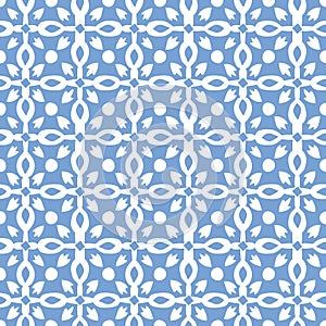 Hand drawn blue arabic seamless pattern for Ramadan Kareem greeting cards. Islamic backgrounds, fabric, web banner