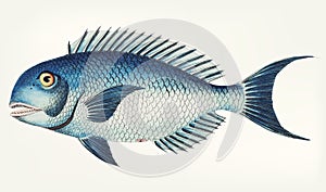 Hand drawn of Blue coryphaena fish photo