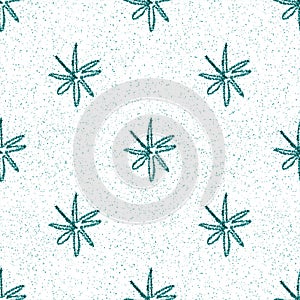 Hand Drawn blue Snowflakes Christmas Seamless Patt