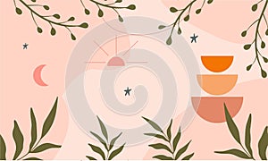 Hand drawn boho background vector