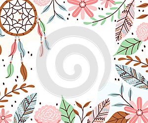 Hand drawn boho background Vector illustration.