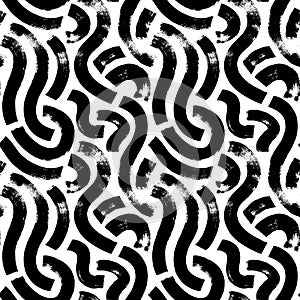 Hand drawn bold curvy lines seamless pattern.
