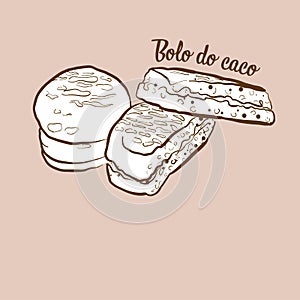Hand-drawn Bolo do caco bread illustration