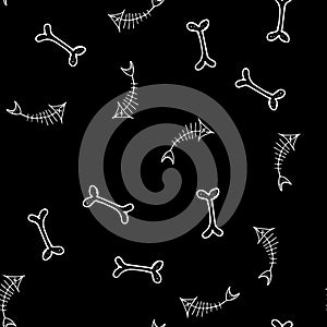 Hand drawn bones seamless pattern for textile design. Bone seamless hand doodle, great design for any purposes. Vector