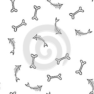 Hand drawn bones seamless pattern for textile design. Bone seamless hand doodle, great design for any purposes. Vector