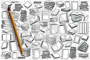 Hand drawn bookstore set background