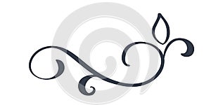 Hand drawn border flourish separator Calligraphy designer elements. Vector vintage wedding illustration Isolated on photo