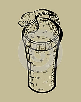 Hand drawn bottle for Sport Nutrition. Vector