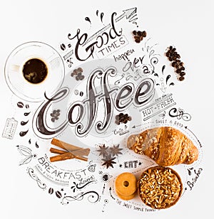 Hand Drawn Breakfast Lettering Typography