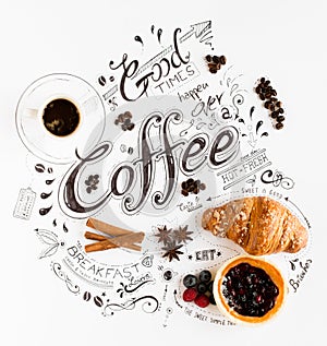 Hand Drawn Breakfast Lettering Typography