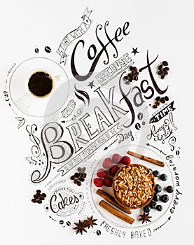 Hand Drawn Breakfast Lettering Typography