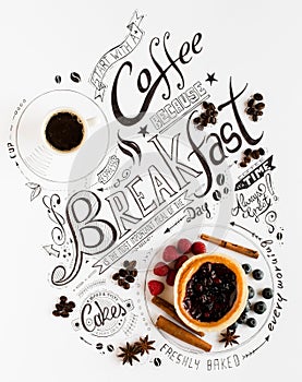 Hand Drawn Breakfast Lettering Typography