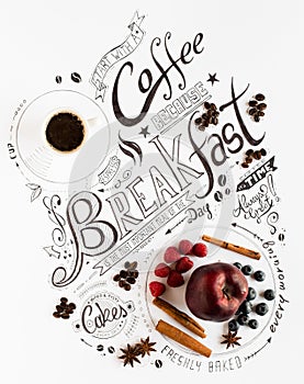 Hand Drawn Breakfast Lettering Typography