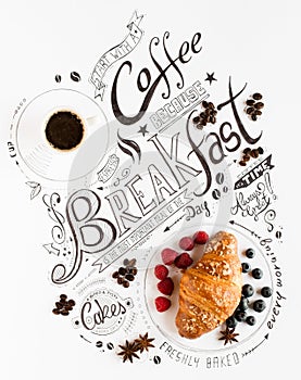 Hand Drawn Breakfast Lettering Typography