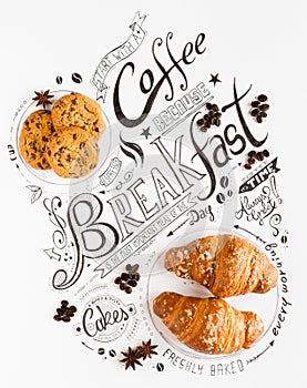 Hand Drawn Breakfast Lettering Typography