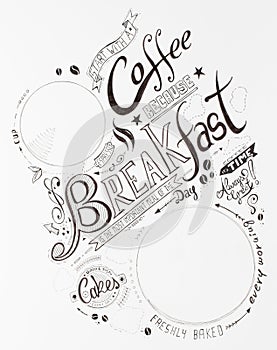 Hand Drawn Breakfast Lettering Typography