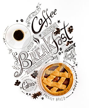 Hand Drawn Breakfast Lettering Typography with classic Phrases i