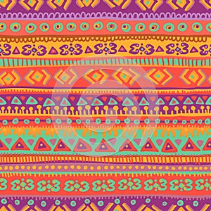 Hand drawn bright and fresh folkloric seamless pattern